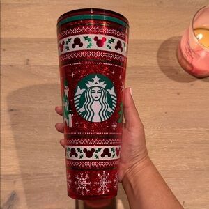 Starbucks Disneyland Glittery Red Holiday Tumbler